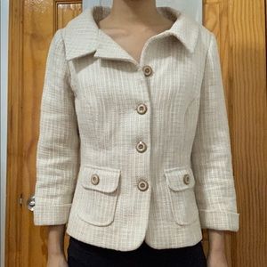 Vintage White House Black Market Cream Twill Blazer Size 4